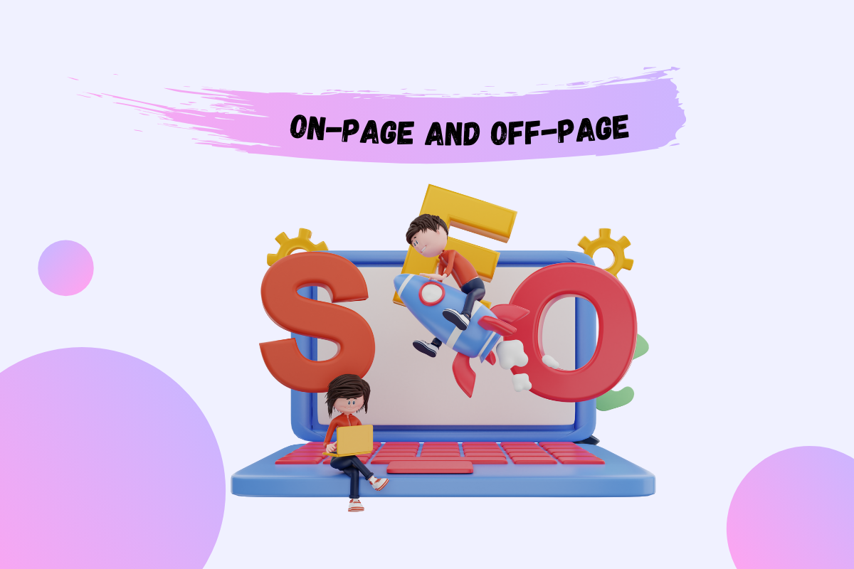 on-page and off-page heading with seo animated logo