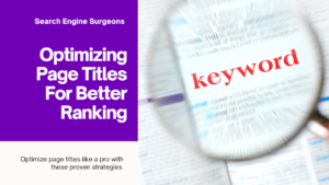 optimizing page titles For better ranking